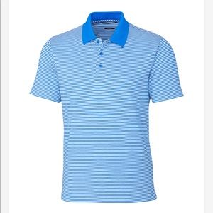 Blue and White stripped golf polo